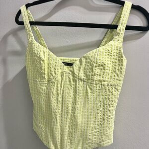 NEW Zara Gingham Lime Green Plaid Corset Top  XS